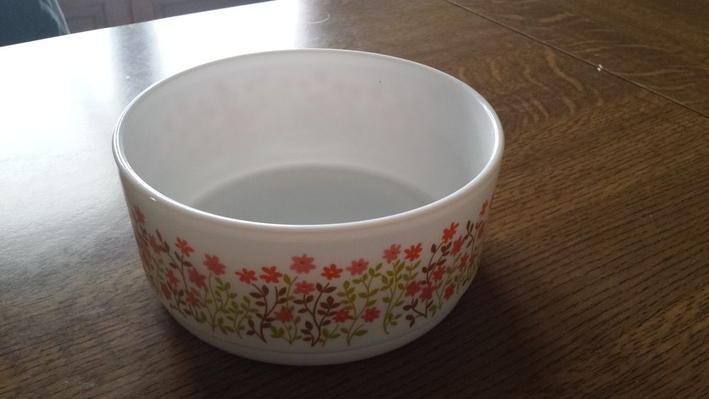 Plat en arcopal avec fleurettes orang�es 7 M�rignies (59)