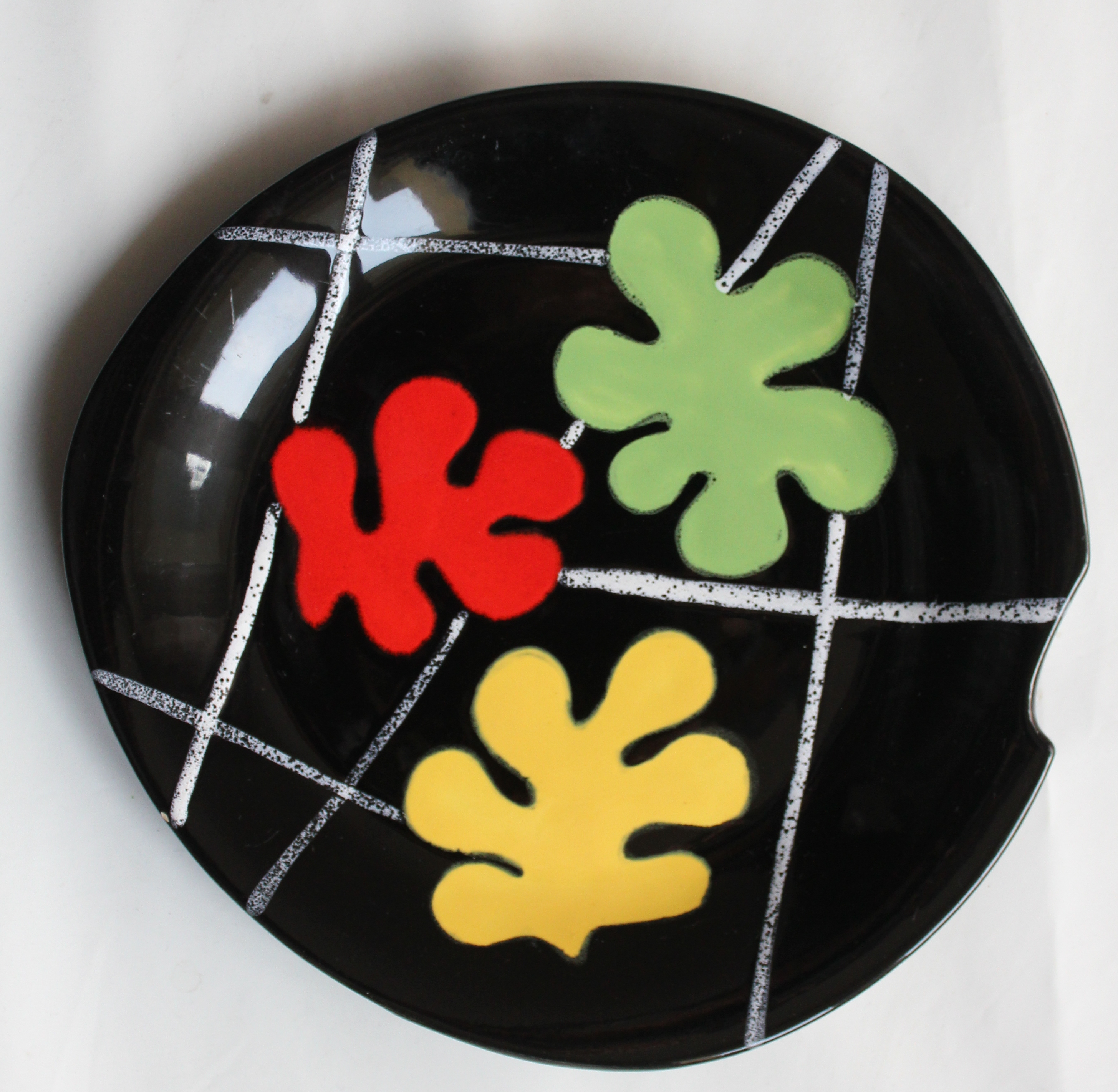 Plat c�ramique peint � la main Gabriel Fourmaintraux c1950's 50 Issy-les-Moulineaux (92)