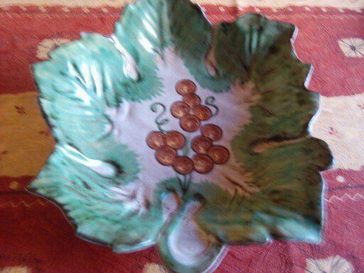 Plat creux en d�co feuille vert 3 Saint-Andr�-les-Vergers (10)
