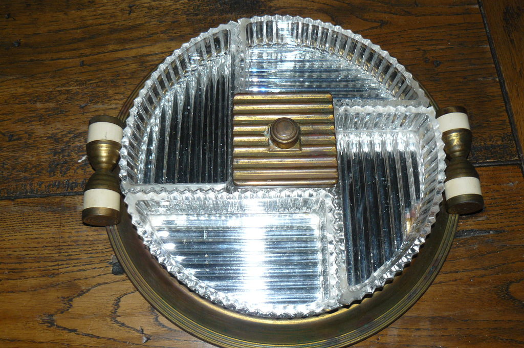 Plat de service �l�gant en verre avec poign�es en laiton 70 Ribaute (11)