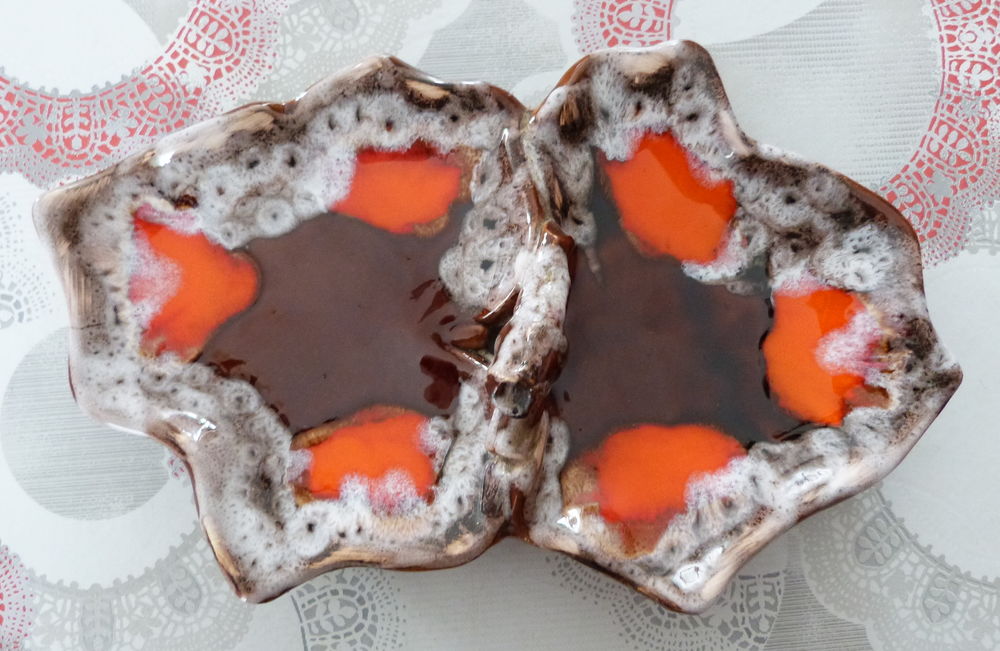 plateau c�ramique double feuille de vigne VALLAURIS 30 Douchy-les-Mines (59)