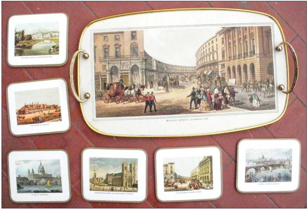 Plateau service anglais + 6 sous-verres VINTAGE 20 Montauban (82)