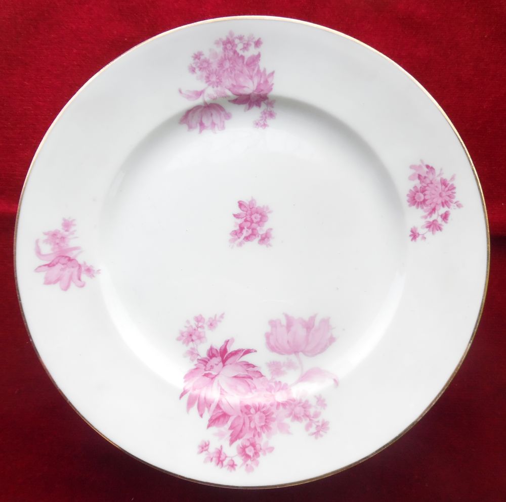 6 Plats divers en porcelaine de Limoges blancs d�cors fleurs 50 Castries (34)