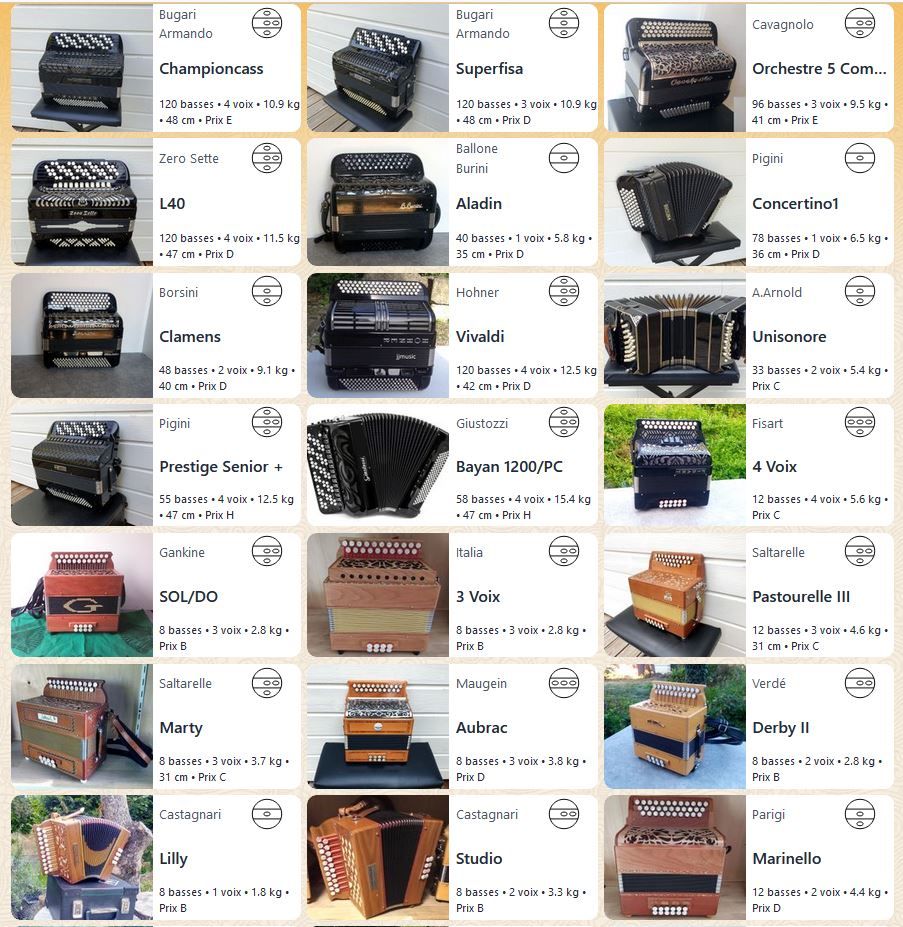 plusieurs accord�ons r�vis�s et garanti un an 1 Arc-sur-Tille (21)