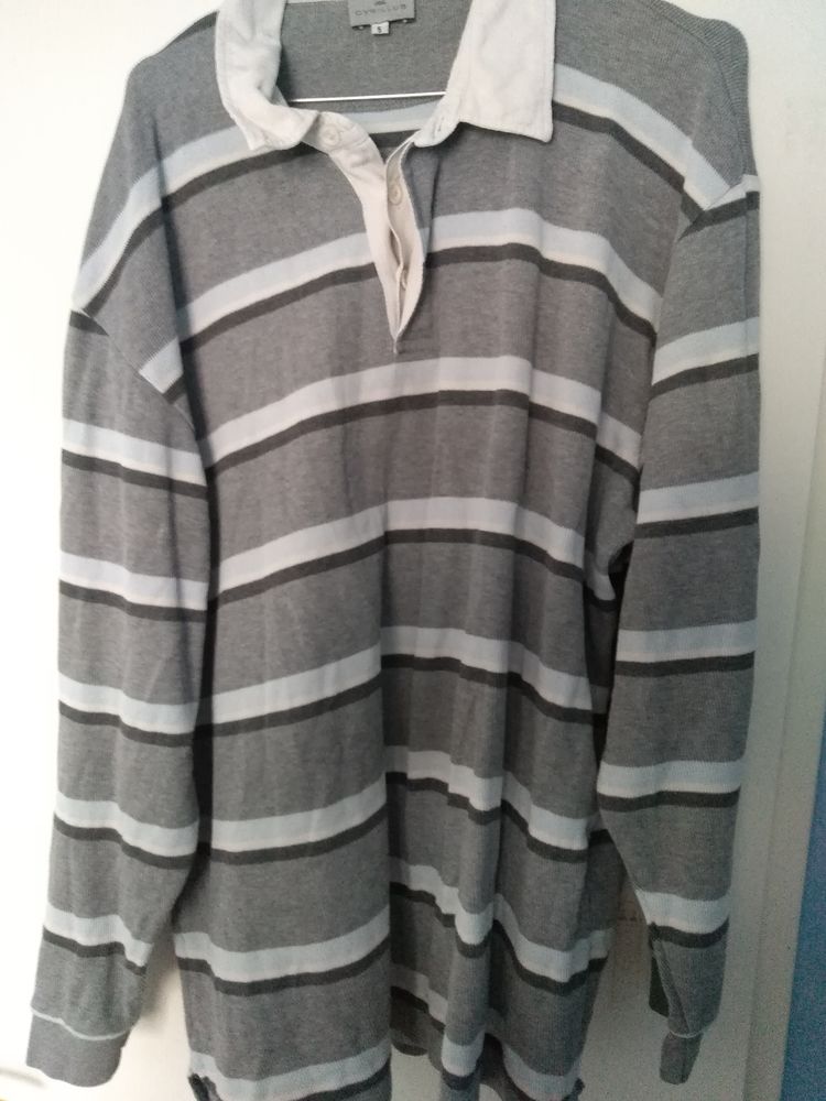 POLO MANCHE LONGUE CYRILLUS RAYURES BLEU ET GRIS 10 Villiers-sur-Marne (94)