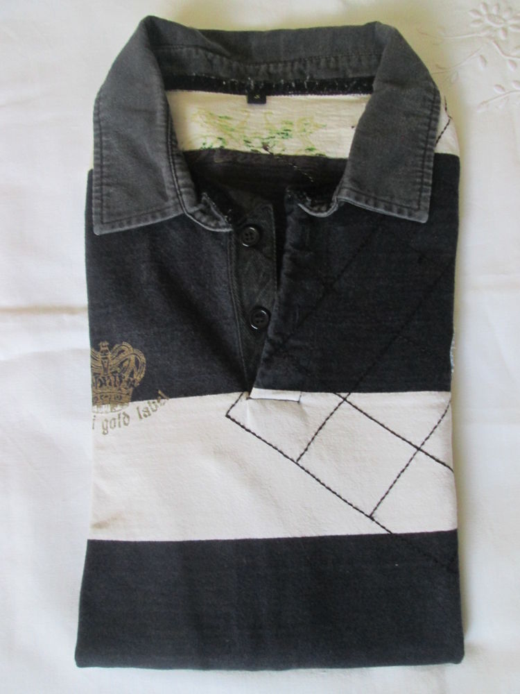 Polo manches longues � rayures noir et blanc taille S 8 Chauriat (63)
