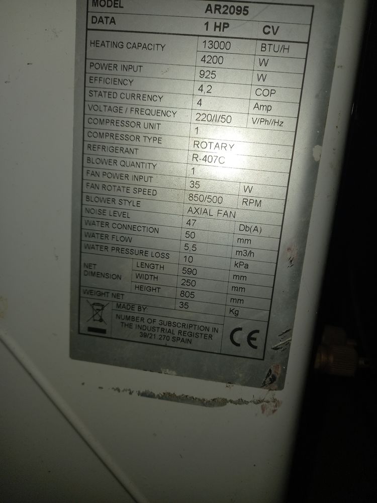 Pompe � chaleur air/eau 4200W/925W pour piscine 250 Ch�vremont (90)