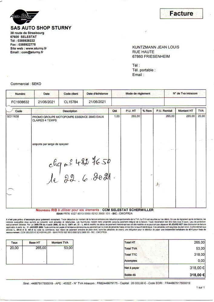 pompe � eau essence 4 temps marque Drakkar Equipement 290 Friesenheim (67)