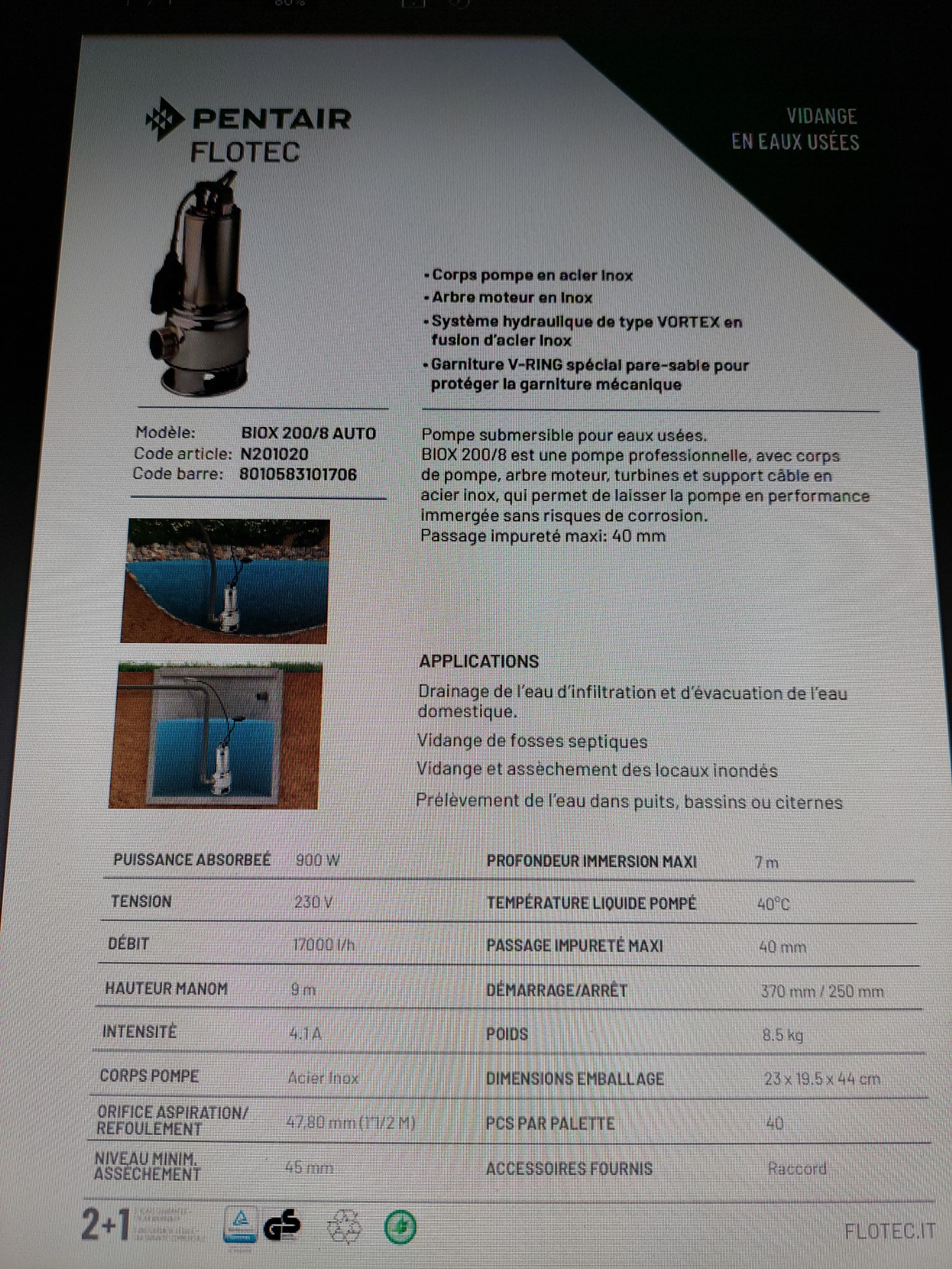 pompe � eau de relevage 200 Richardm�nil (54)