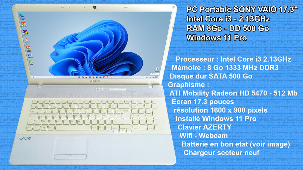 PC Portable SONY VAIO - 17.3  - Intel Core i3 - 2.13GHz 385 Grignoncourt (88)