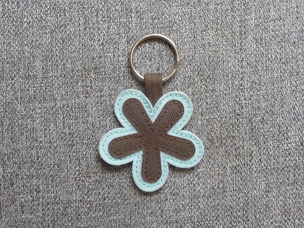 Porte Cl�s en Tissu Marron et Bleu Turquoise avec son Anneau 3 Paris 15 (75)