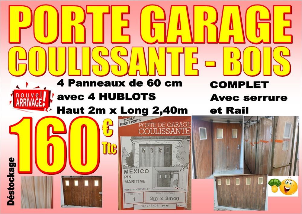 PORTE GARAGE COULISSANTE Bois avec Hublot 160 Saint-Porquier (82)