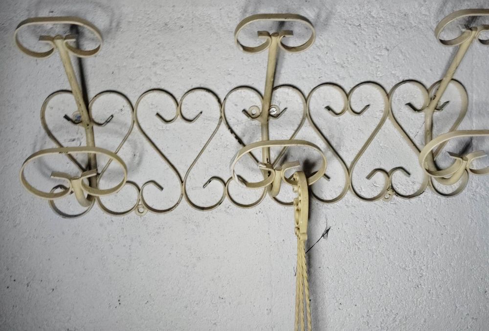 porte manteaux 3 t�tes fer forg� peint beige 15 Pontoise (95)
