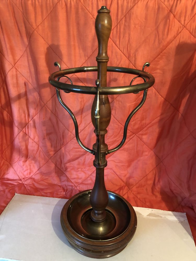 porte parapluie laiton vieilli verni et bois 80 Sauvagney (25)