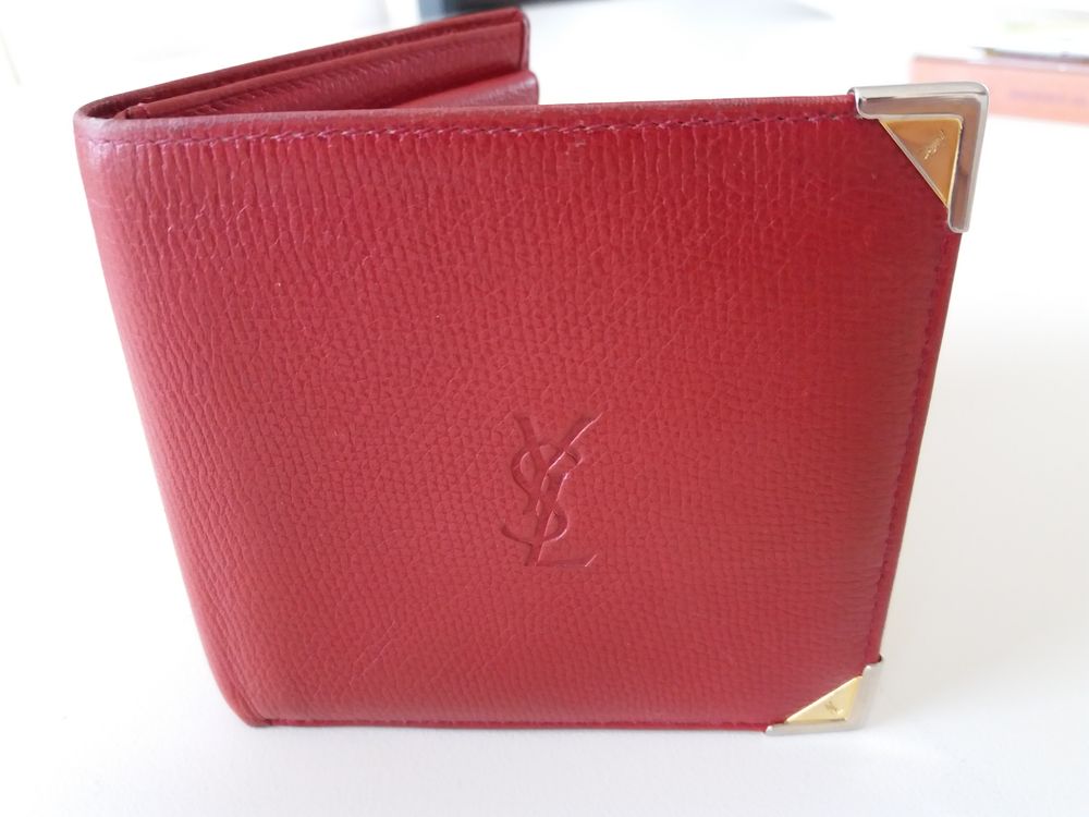 portefeuille cuir rouge YSL 65 Belgique