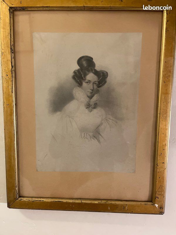 Portrait au crayon Princesse ou Reine sous Louis Philippe 50 Neuilly-sur-Seine (92)