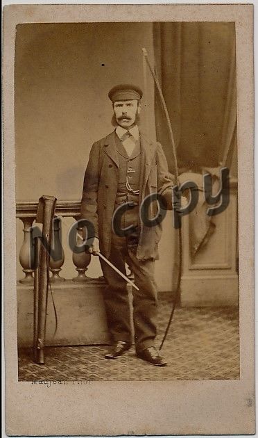 Cdv Portrait Homme Tir � l'Arc Photo Maujean � Paris ca1860 0 Loches (37)