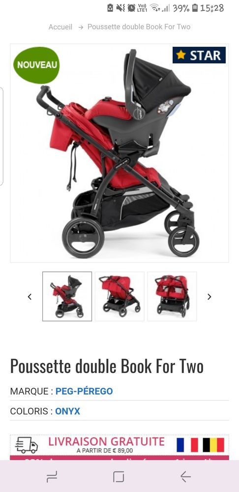 poussette peg perego book for two