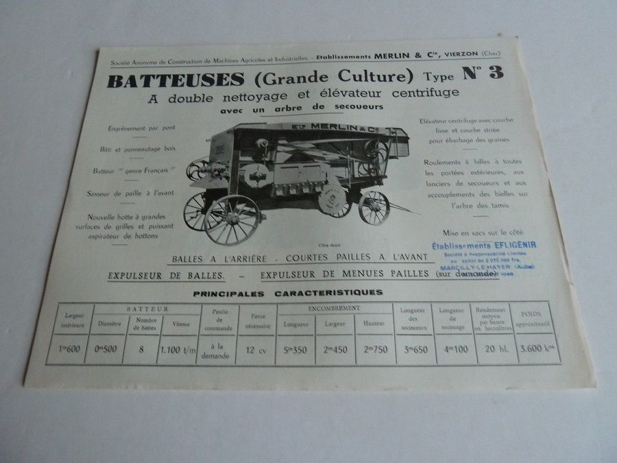 Prospectus Brochure de Batteuse . 26 Marcilly-le-Hayer (10)