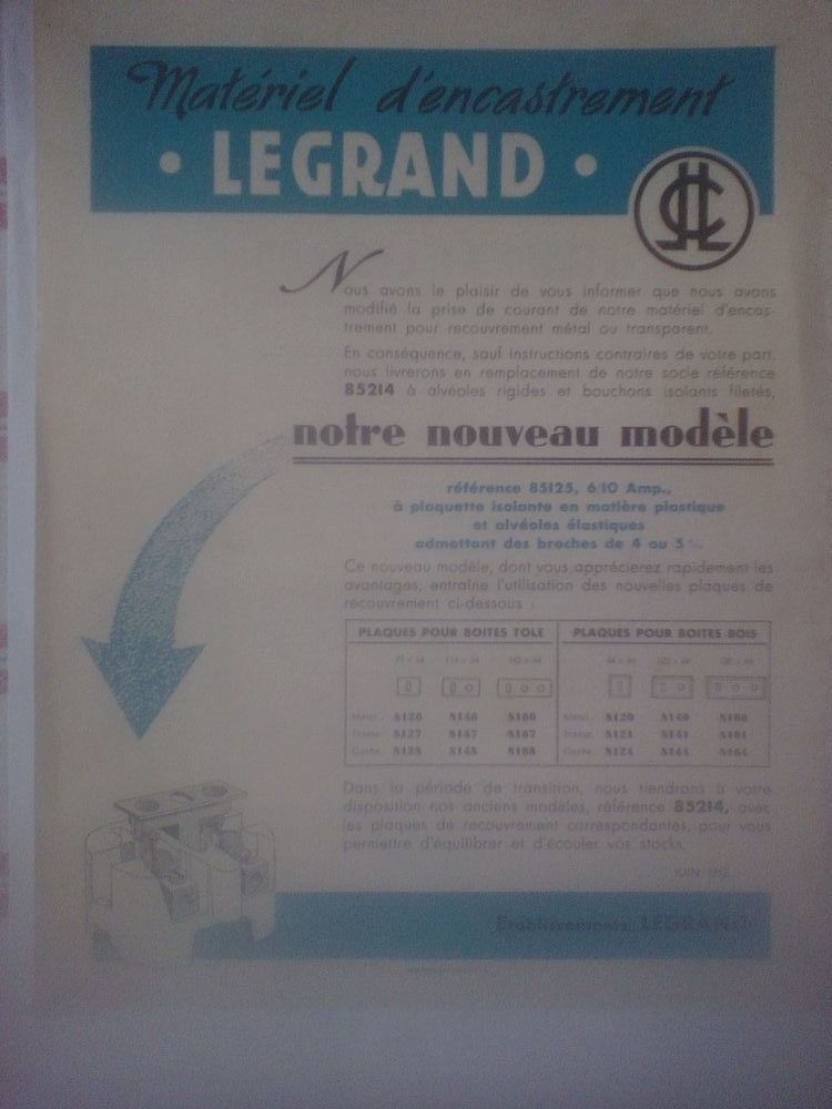Prospectus Pub Legrand Limoges Mat�riel d'encastrement 85125 8 N�rac (47)