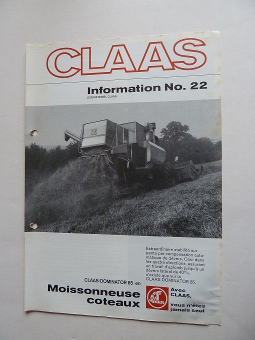 Prospectus moissonneuse CLAAS DOMINATOR 85 coteaux 1 Marcilly-le-Hayer (10)