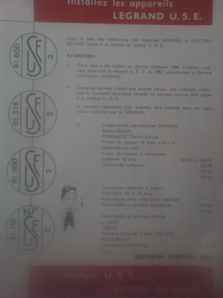 Prospectus publicitaire Legrand Limoges Appareil Legrand USE 6 N�rac (47)