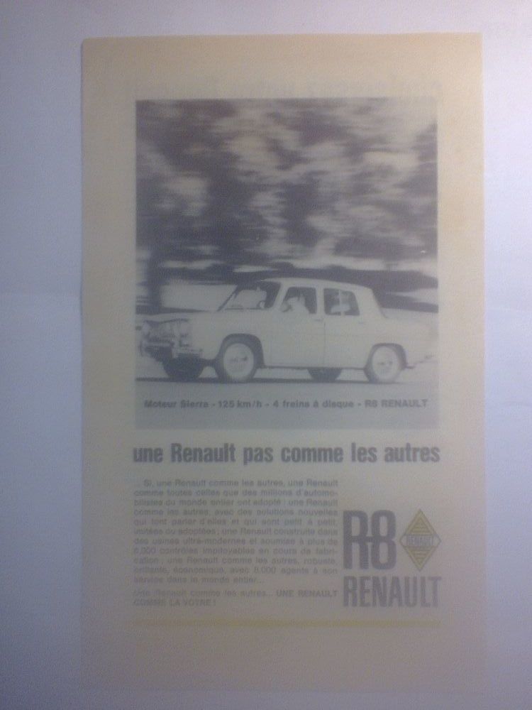 Prospectus Renault 8 Choix R4L  Dauphine Caravelle Floride S 10 N�rac (47)