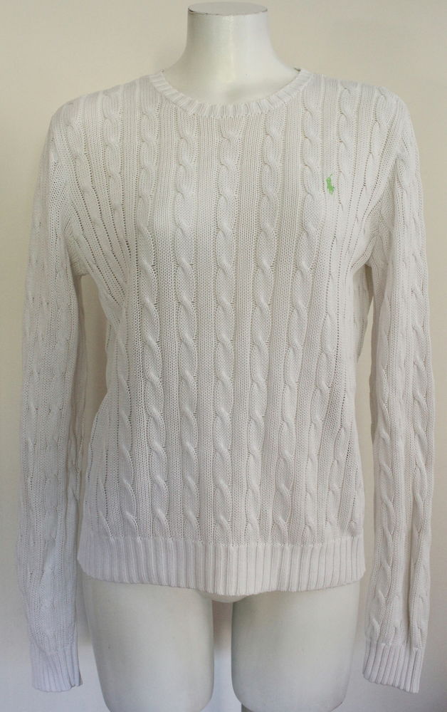 Pull blanc coton torsad� RALPH LAUREN 
T.L 100 Issy-les-Moulineaux (92)