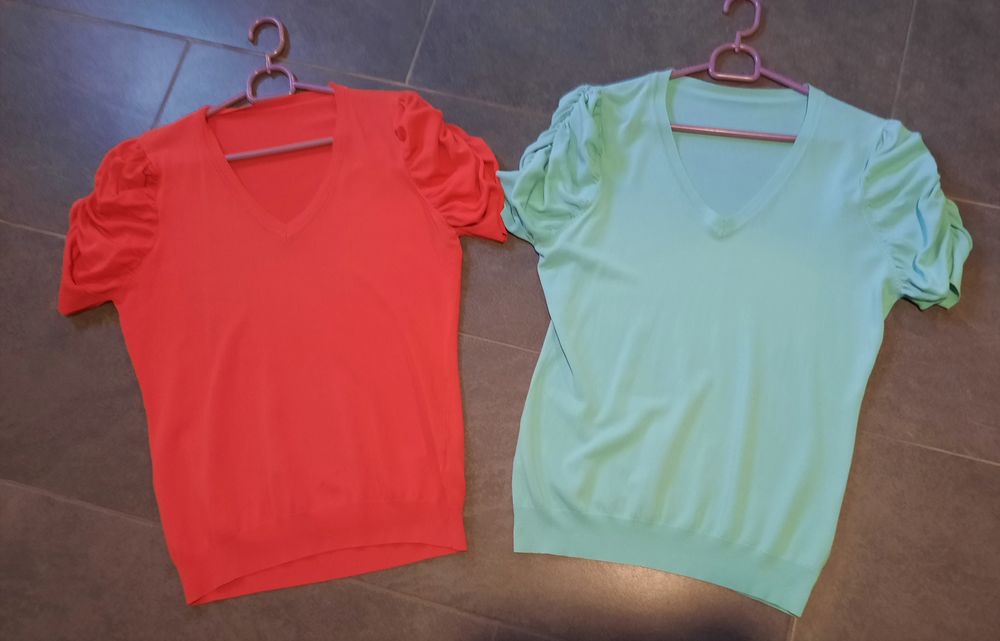  Pull fin corail ou bleu ciel manches gigots T 40 - 40 / 42 5 Domart-en-Ponthieu (80)