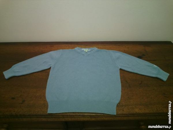 Pull de coton bleu &agrave; col V TEX KIDS 3/4 ans TBE Vêtements enfants