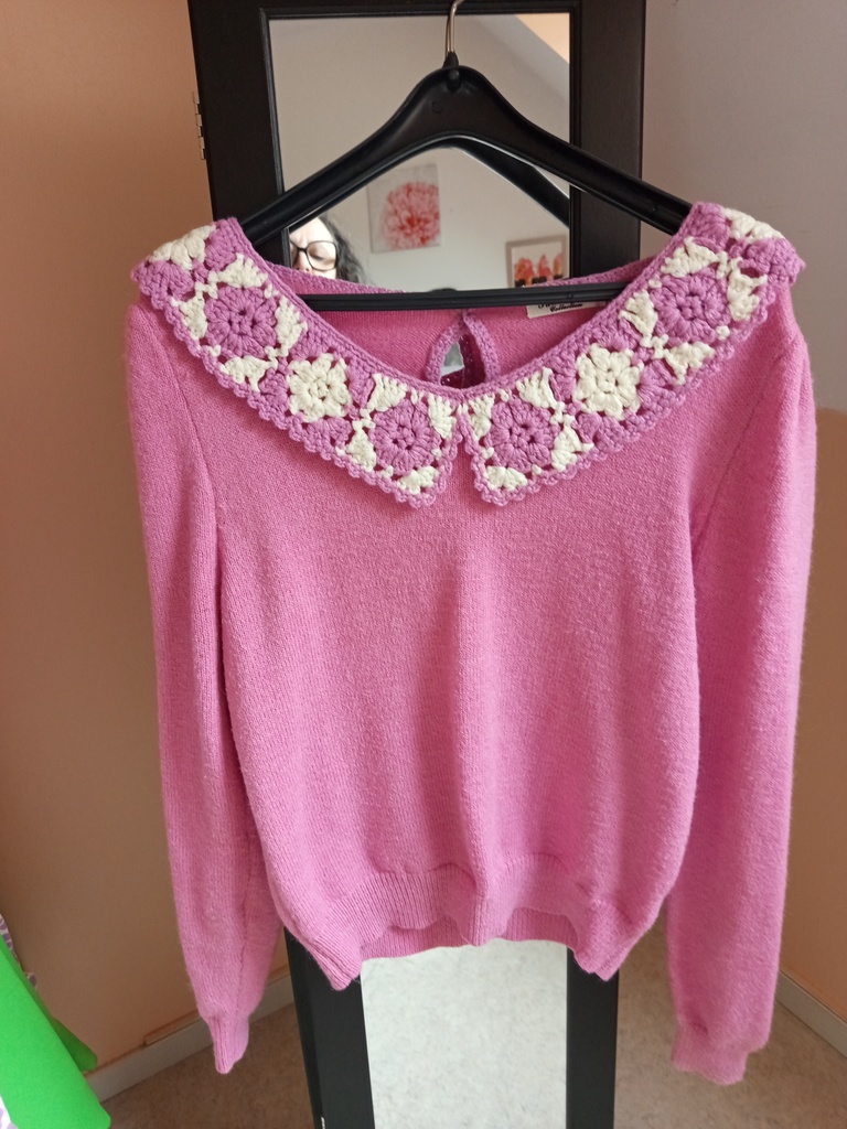 Pull Femme Rose � Col Crochet� Multicolore 12 La Chapelle-du-Noyer (28)