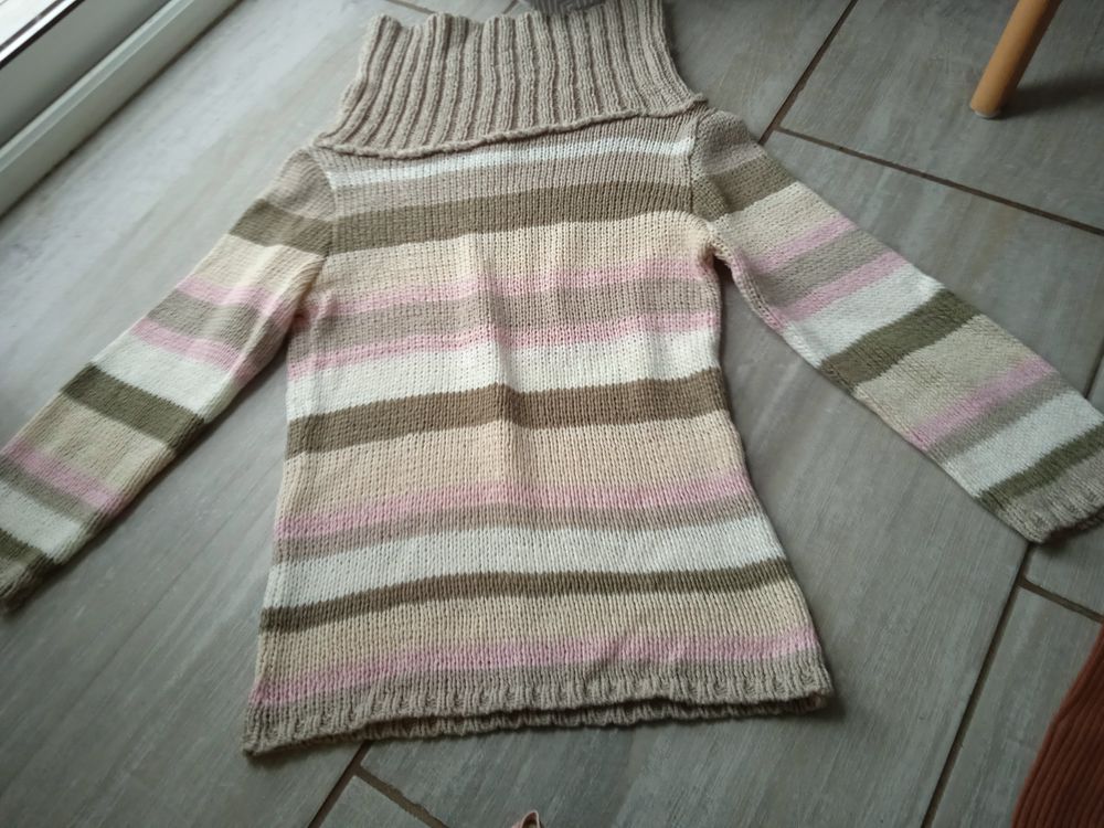 pull manches 3/4 ray� rose et kaki 3 Chanas (38)