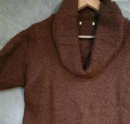 Pull marron � col retombant tout doux moelleux  - T 42 8 Domart-en-Ponthieu (80)