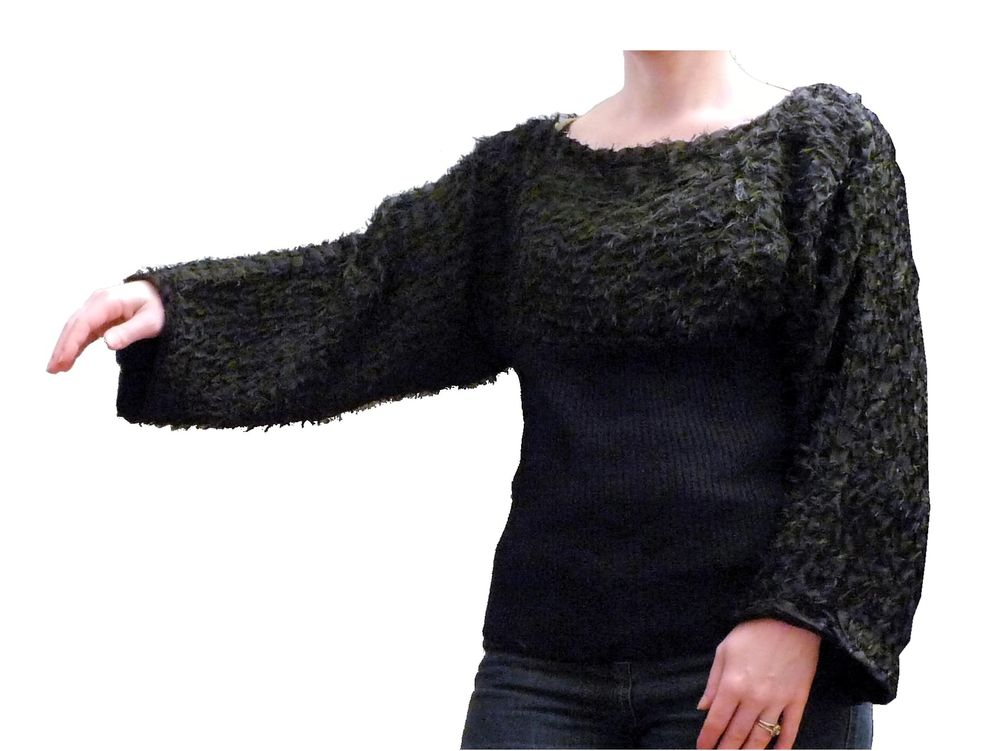 Pull Noir Bi Mati�re � Manches Longues- Nulle Part Ailleurs 60 Paris 15 (75)