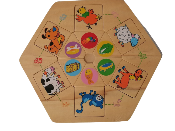 Puzzle Hexagone en Bois Animaux de la Ferme 10 Trans-la-For�t (35)