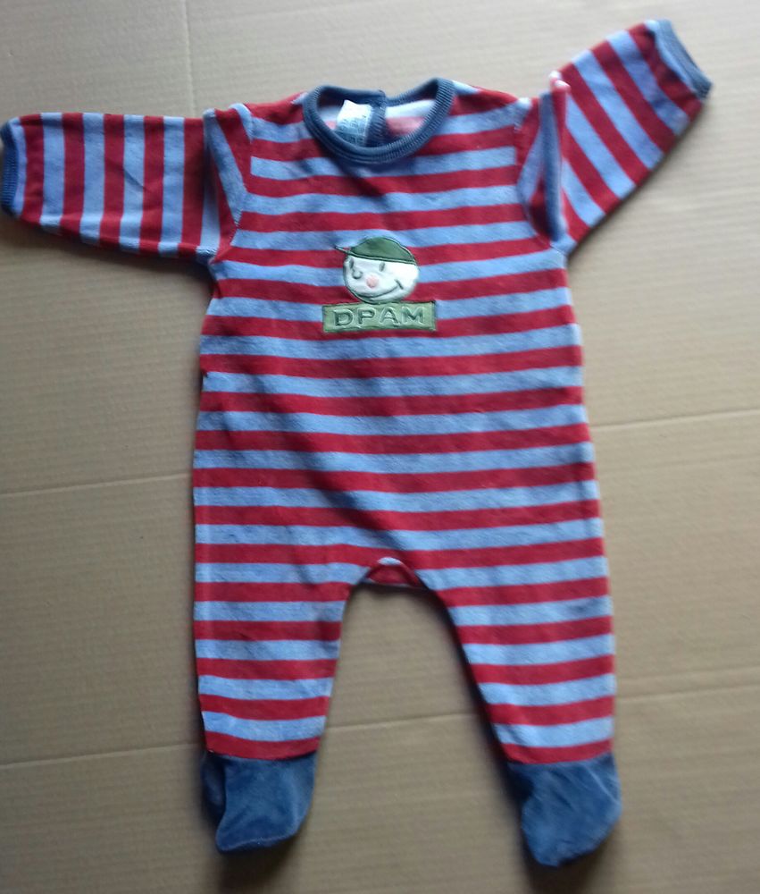 Pyjama DPAM ray� bleu/rouge - 3 mois 3 Semoy (45)