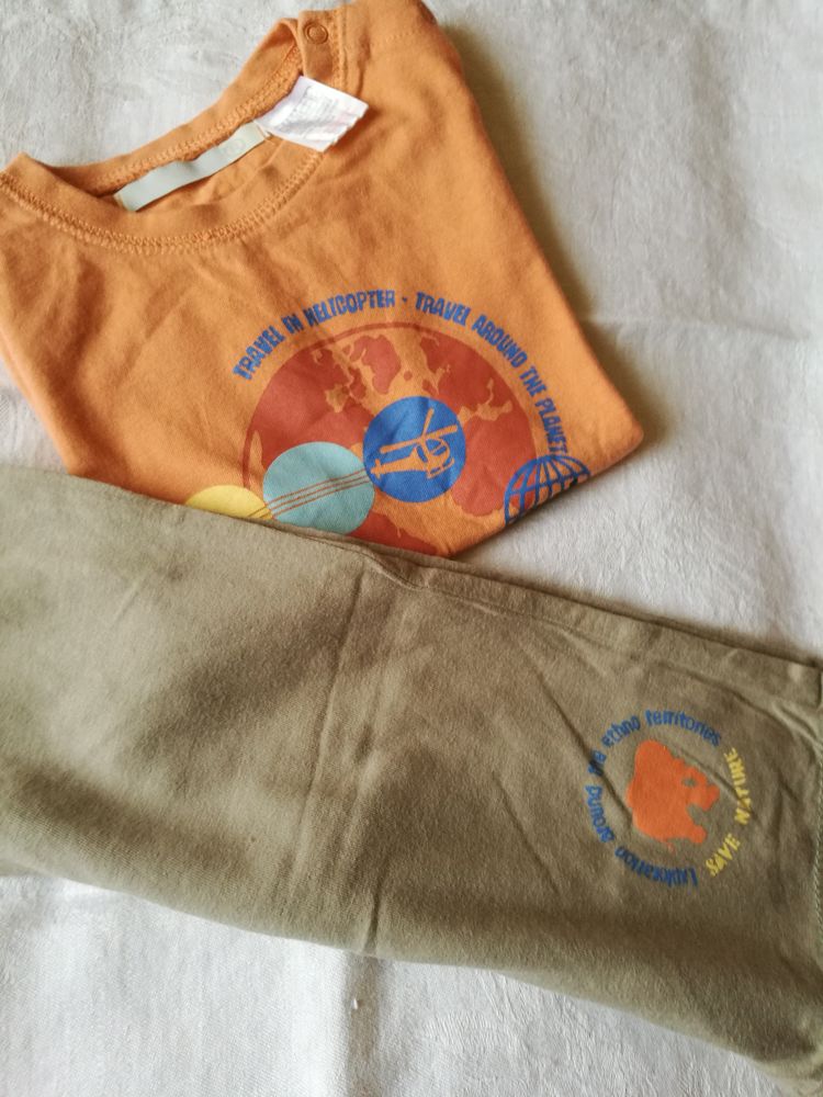 Pyjama 2 pi�ces orange et gris marque Okaidi taille 2 ans 2 Villiers (86)