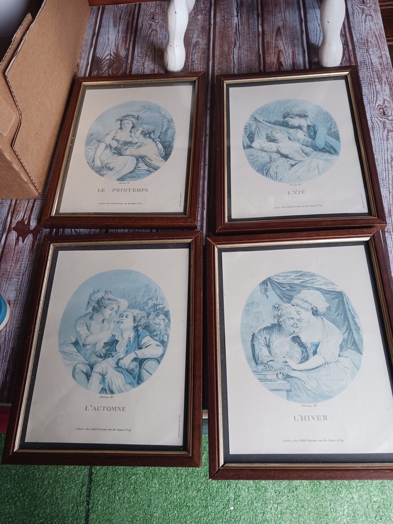 Lot de Quatre Gravures des Saisons Encadr�es 10 Thourotte (60)