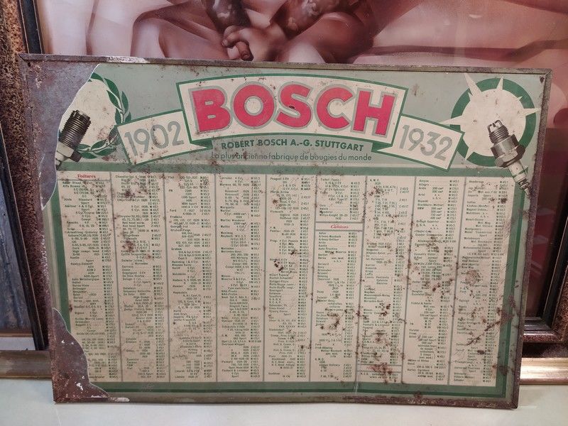 Rare et Ancienne Tôle Publicitaire Bougies Bosch 1902-1932 80 Loches (37)