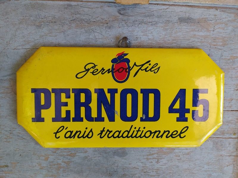 Rare Plaque Glacoide Pernod 45 / Pastis Anis 80 Loches (37)
