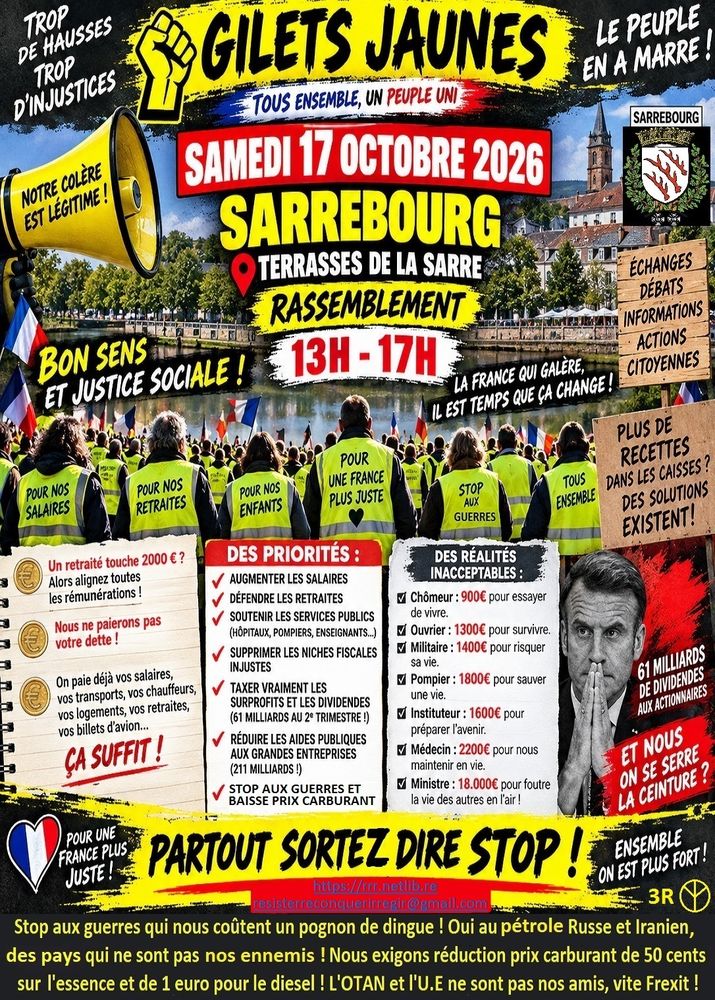 RASSEMBLEMENT GILETS JAUNES &Agrave; SARREBOURG ! 0 Sarrebourg (57)