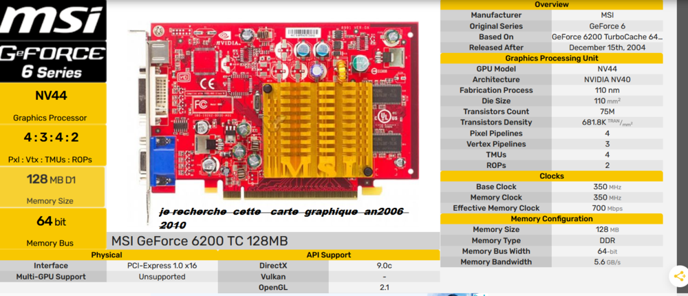 je recherche cette  CARTE GRAPHIQUE POUR UN VIEUX PC MERCI 0 Amiens (80)