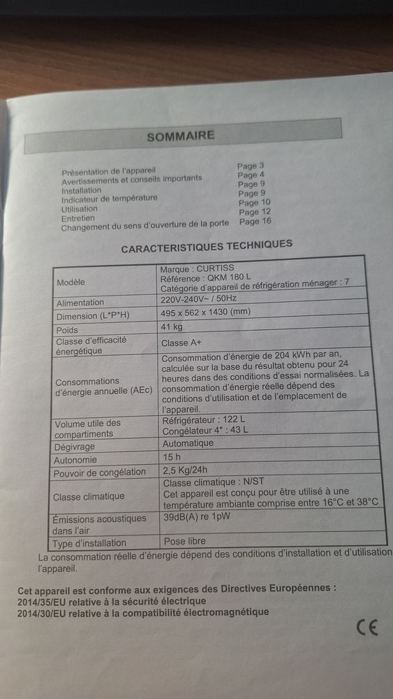 R�frig�rateur cong�lateur tr�s bon �tat 150 Clisson (44)