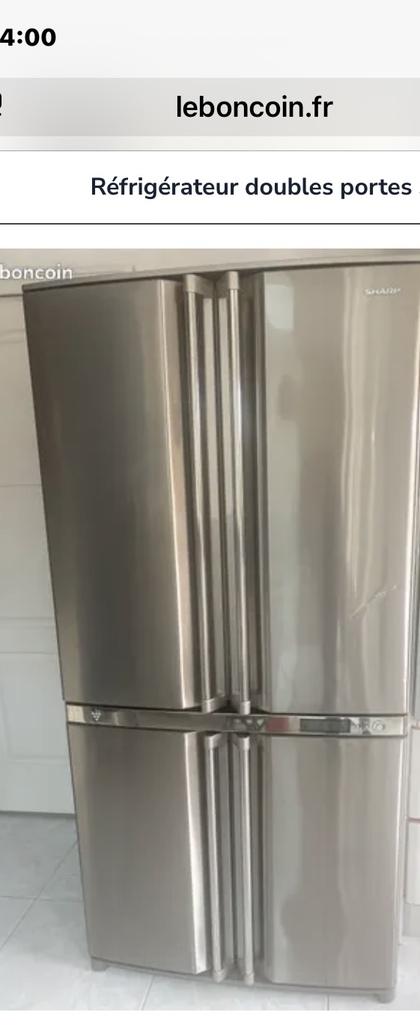 R�frig�rateur double portes gris m�tallique 200 Lattes (34)