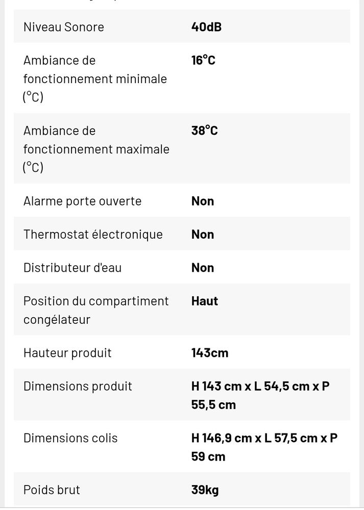 R�frig�rateur 2 portes Valberg 110 Aureilhan (40)