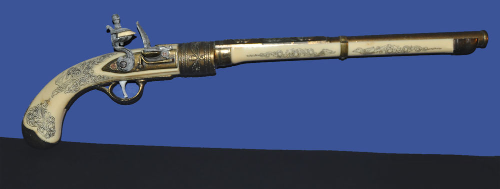 Réplique pistolet à silex ancien canon long 70 Orléans (45)