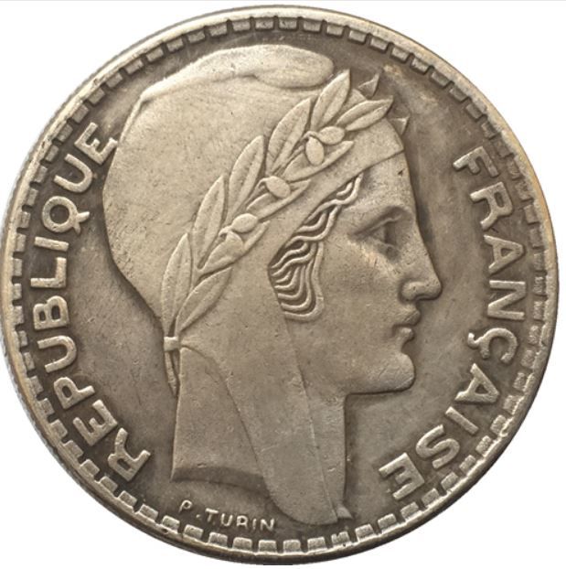 R�PLIQUE PLAQU�E ARGENT - 20 FRANCS 1936 - 1939  PRIX 10� 0 Hautmont (59)