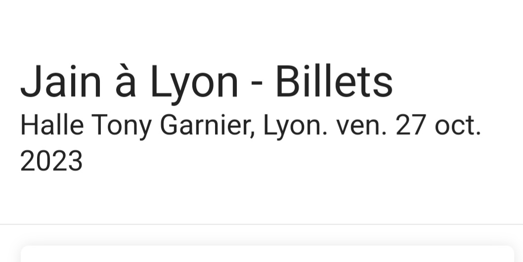 Revente places concert de Jain Lyon 41 Lyon 5 (69)