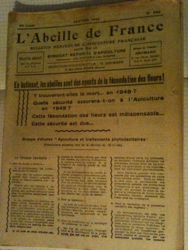 Revue L'Abeille de France mensuel vintage 1948 1949 20 Bosc-le-Hard (76)
