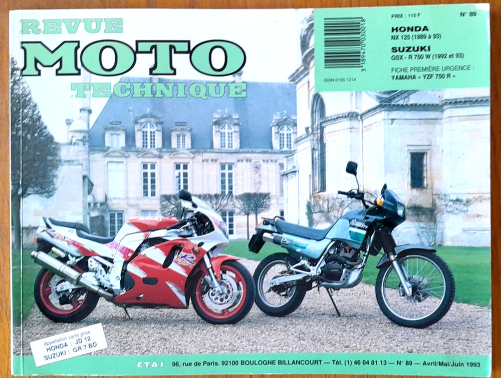 Revue Moto Technique N.89 - HONDA NX 125 - SUZUKI GSX-R 750 28 Collonges-sous-Sal�ve (74)